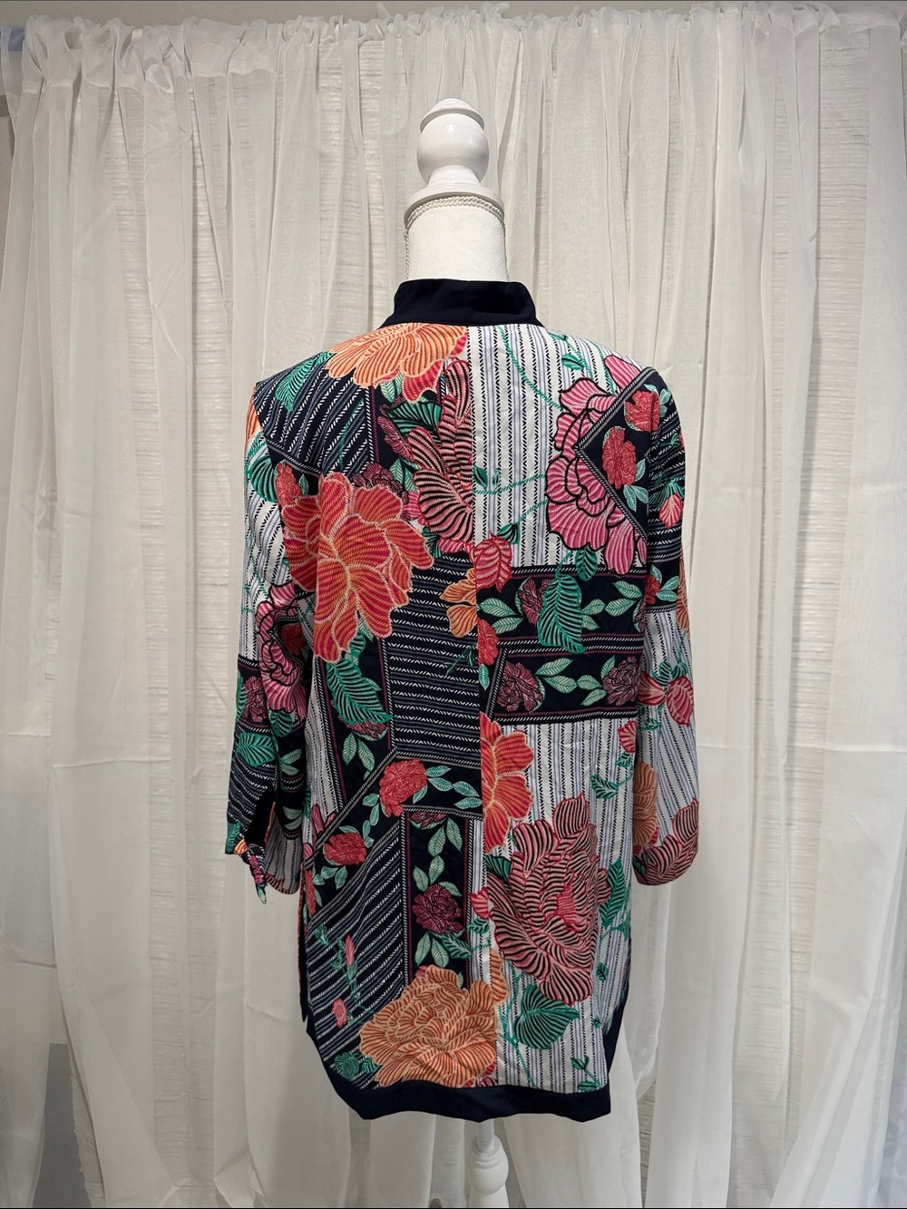 Chico's Navy Multicolor Floral Patchwork tunic - Picture 2 of 8